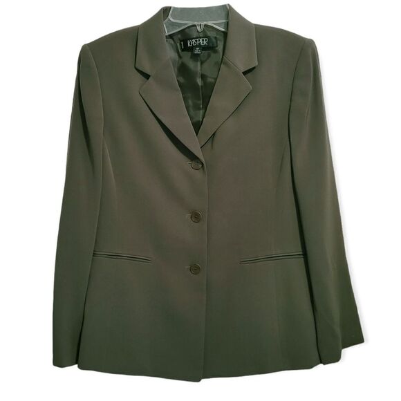 Kasper olive green 3pc business suit 8P - Picture 2 of 7